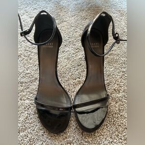 Stuart Weitzman Black Patent Ankle-Strap Heels